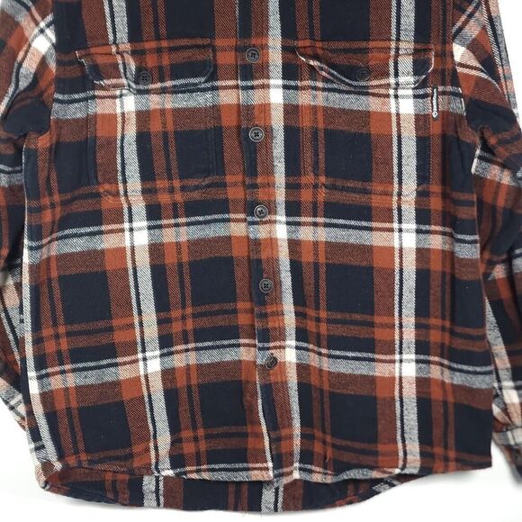 Wolverine Men's Sz M Brown Thick Flannel Plaid Long sleeve Button Down Shirt - Picture 3 of 9